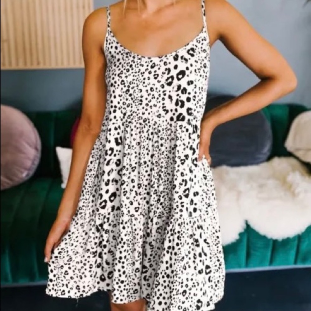 Leopard print babydoll dress